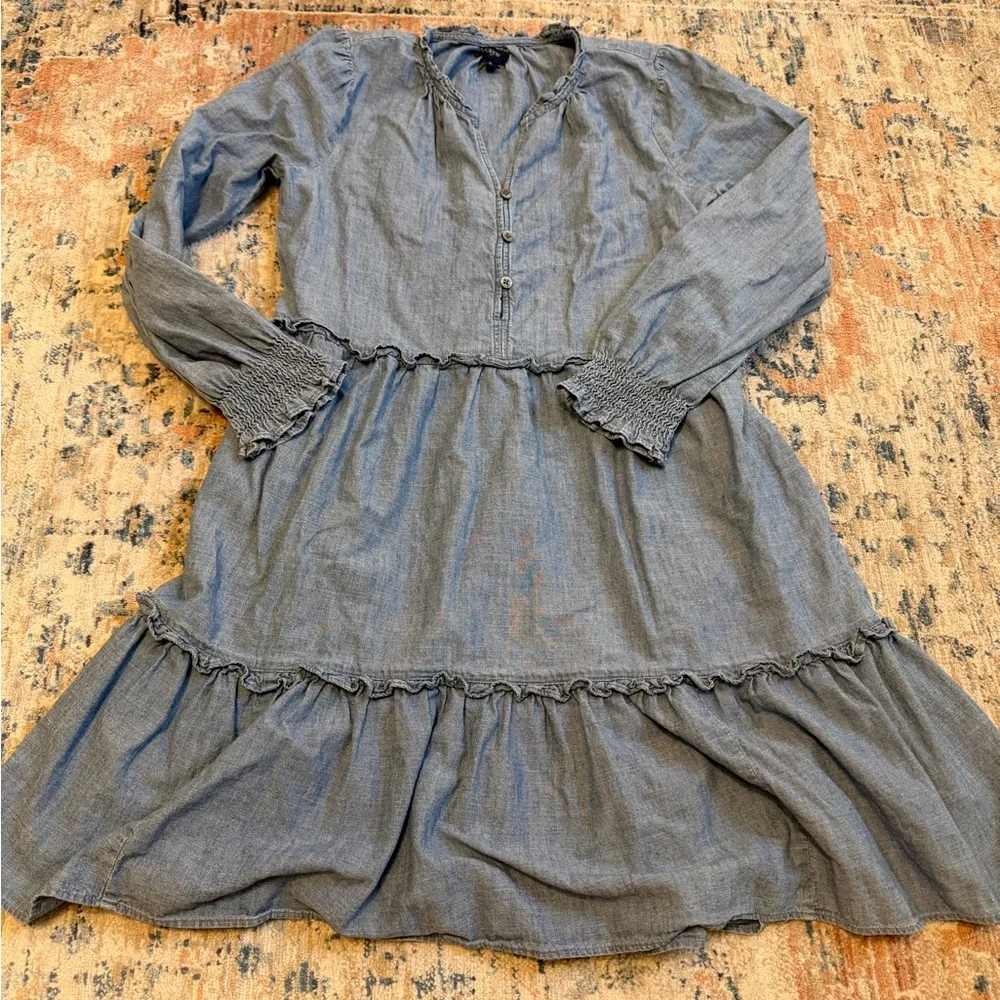 J. Crew Chambray Tiered Dress